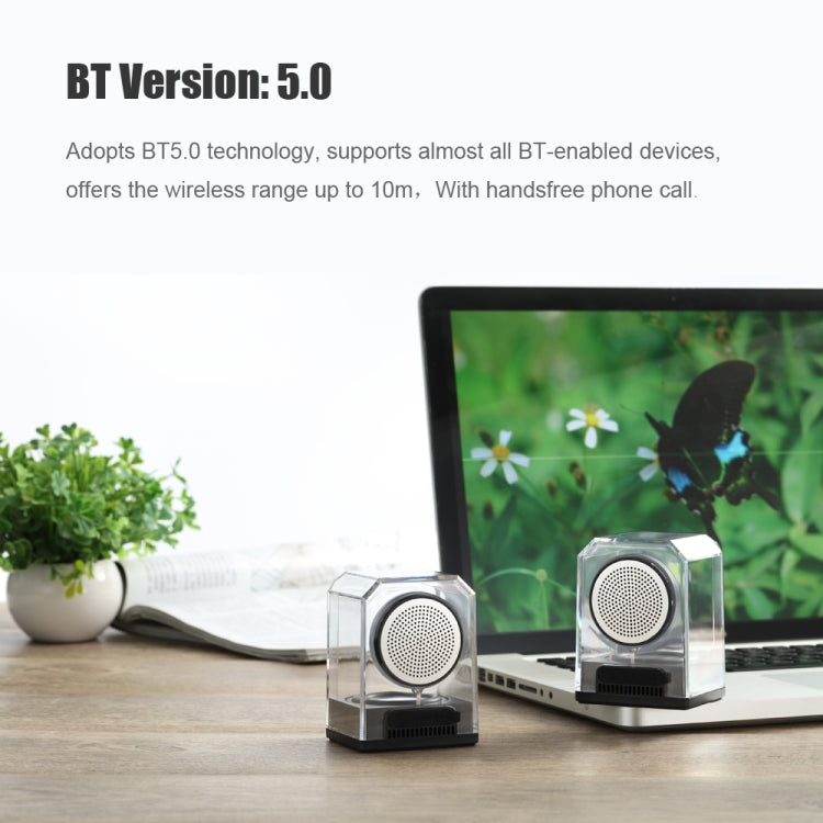 BT628 10W Portable TWS Transparent Bluetooth Speakers With Magnetic Connectable Base Outdoor Stereo Bass Subwoofer(Black) - Desktop Speaker by buy2fix | Online Shopping UK | buy2fix