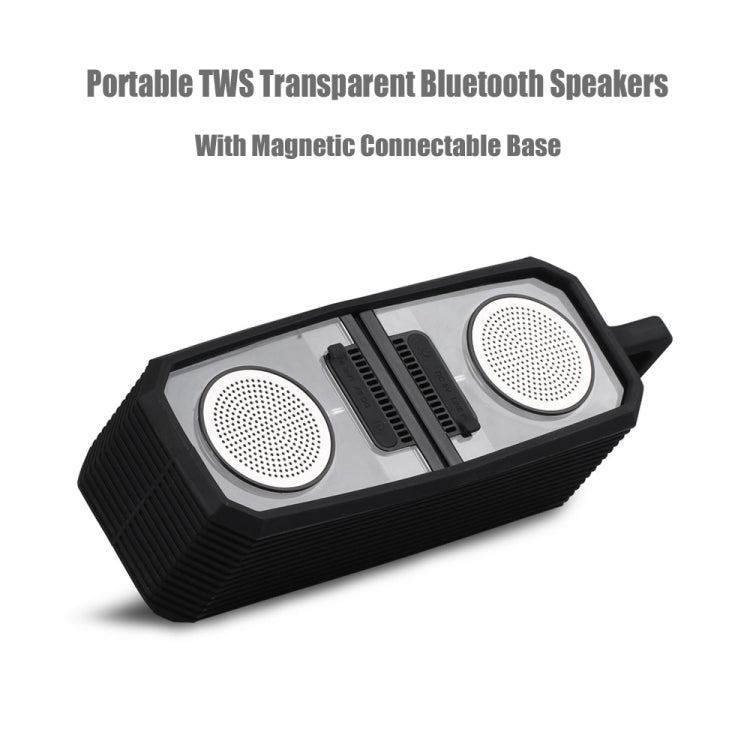 BT628 10W Portable TWS Transparent Bluetooth Speakers With Magnetic Connectable Base Outdoor Stereo Bass Subwoofer(Blue) - Desktop Speaker by buy2fix | Online Shopping UK | buy2fix