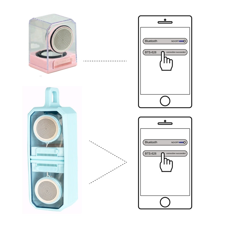 BT628 10W Portable TWS Transparent Bluetooth Speakers With Magnetic Connectable Base Outdoor Stereo Bass Subwoofer(Pink) - Desktop Speaker by buy2fix | Online Shopping UK | buy2fix