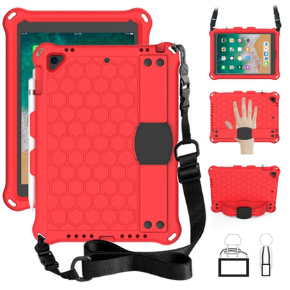 For iPad Air / Air 2 / Pro 9.7 / iPad 9.7 (2017) /  iPad 9.7 (2018) Honeycomb Design EVA + PC Four Corner Shockproof Protective Case with Straps(Red+Black) - iPad 9.7 (2018) & (2017) Cases by buy2fix | Online Shopping UK | buy2fix