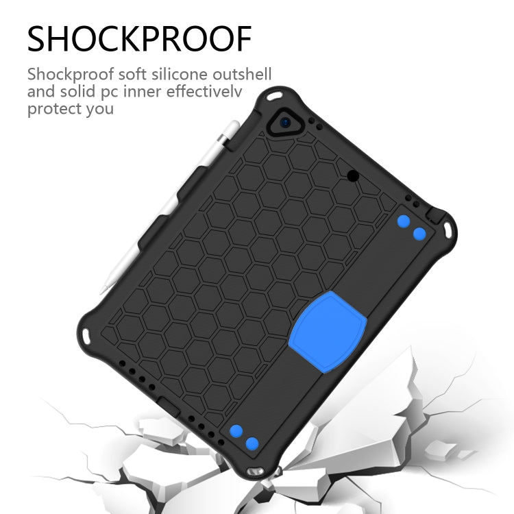 For iPad Air / Air 2 / Pro 9.7 / iPad 9.7 (2017) /  iPad 9.7 (2018) Honeycomb Design EVA + PC Four Corner Shockproof Protective Case with Straps (Black Blue) - iPad 9.7 (2018) & (2017) Cases by buy2fix | Online Shopping UK | buy2fix