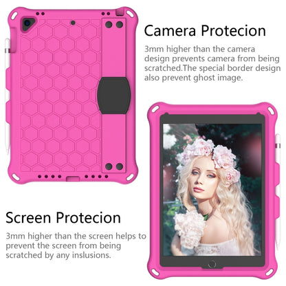 For iPad Air / Air 2 / Pro 9.7 / iPad 9.7 (2017) /  iPad 9.7 (2018) Honeycomb Design EVA + PC Four Corner Shockproof Protective Case with Straps(RoseRed+Black) - iPad 9.7 (2018) & (2017) Cases by buy2fix | Online Shopping UK | buy2fix