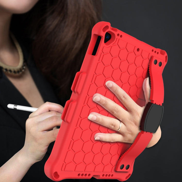 For iPad 10.2 Honeycomb Design EVA + PC Four Corner Shockproof Protective Case with Straps(Red+Black) - iPad 10.2 Cases by buy2fix | Online Shopping UK | buy2fix