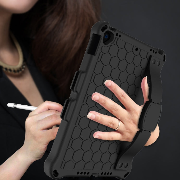 For iPad 10.2 Honeycomb Design EVA + PC Four Corner Shockproof Protective Case with Straps(Black+Black) - iPad 10.2 Cases by buy2fix | Online Shopping UK | buy2fix
