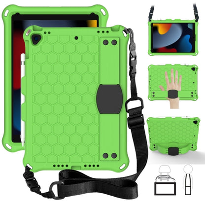 For iPad 10.2 Honeycomb Design EVA + PC Four Corner Shockproof Protective Case with Straps(Green+Black) - iPad 10.2 Cases by buy2fix | Online Shopping UK | buy2fix
