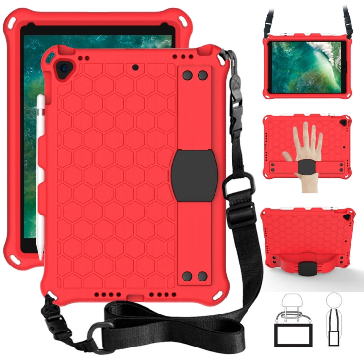 For    iPad Pro 10.5 Honeycomb Design EVA + PC Four Corner Anti Falling Flat Protective Shell With Straps(Red+Black) - iPad Pro 10.5 inch Cases by buy2fix | Online Shopping UK | buy2fix