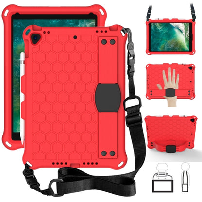 For    iPad Pro 10.5 Honeycomb Design EVA + PC Four Corner Anti Falling Flat Protective Shell With Straps(Red+Black) - iPad Pro 10.5 inch Cases by buy2fix | Online Shopping UK | buy2fix