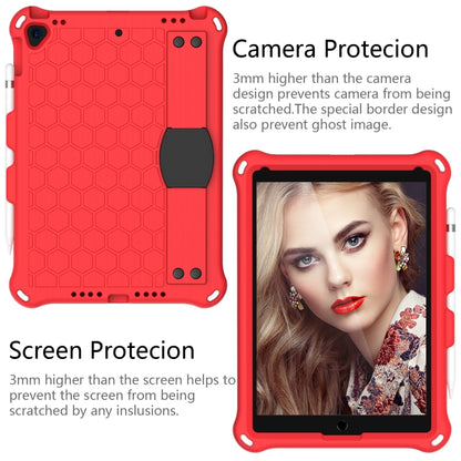 For    iPad Pro 10.5 Honeycomb Design EVA + PC Four Corner Anti Falling Flat Protective Shell With Straps(Red+Black) - iPad Pro 10.5 inch Cases by buy2fix | Online Shopping UK | buy2fix