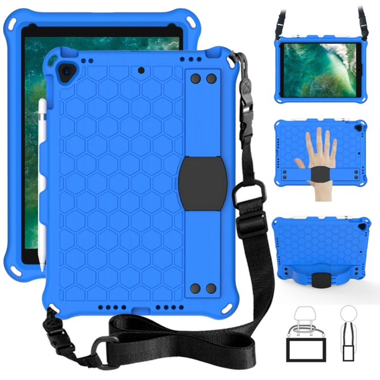 For    iPad Pro 10.5 Honeycomb Design EVA + PC Four Corner Anti Falling Flat Protective Shell With Straps(Blue+Black) - iPad Pro 10.5 inch Cases by buy2fix | Online Shopping UK | buy2fix