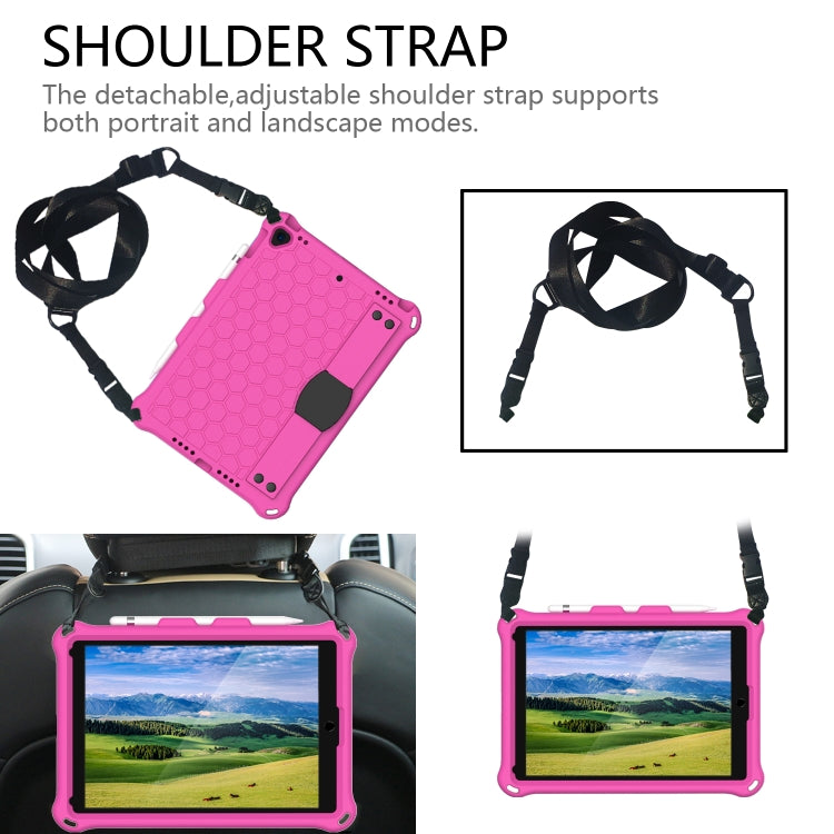For    iPad Pro 10.5 Honeycomb Design EVA + PC Four Corner Anti Falling Flat Protective Shell With Straps(RoseRed+Black) - iPad Pro 10.5 inch Cases by buy2fix | Online Shopping UK | buy2fix