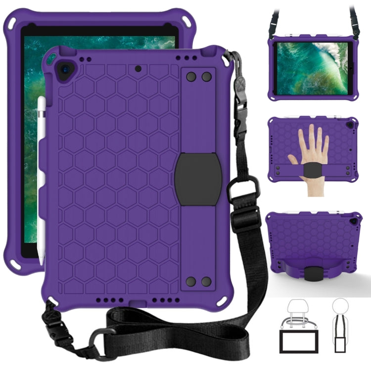 For    iPad Pro 10.5 Honeycomb Design EVA + PC Four Corner Anti Falling Flat Protective Shell With Straps(Purple+Black) - iPad Pro 10.5 inch Cases by buy2fix | Online Shopping UK | buy2fix