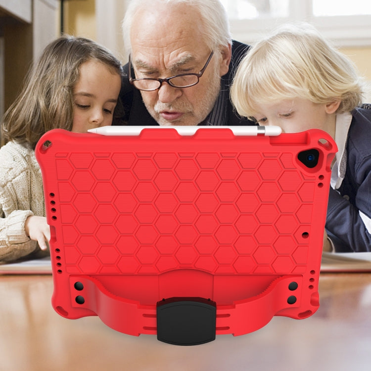 For iPad  Air 2019 10.5 Honeycomb Design EVA + PC Four Corner Anti Falling Flat Protective Shell With Straps(Red+Black) - iPad Air (2019) Cases by buy2fix | Online Shopping UK | buy2fix