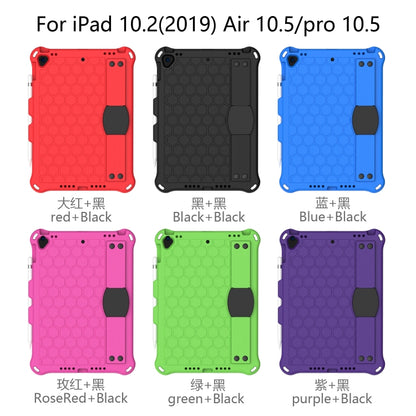 For iPad  Air 2019 10.5 Honeycomb Design EVA + PC Four Corner Anti Falling Flat Protective Shell With Straps(Red+Black) - iPad Air (2019) Cases by buy2fix | Online Shopping UK | buy2fix