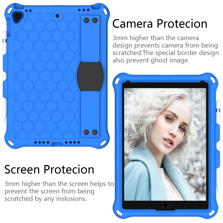 For iPad  Air 2019 10.5 Honeycomb Design EVA + PC Four Corner Anti Falling Flat Protective Shell With Straps(Blue+Black) - iPad Air (2019) Cases by buy2fix | Online Shopping UK | buy2fix