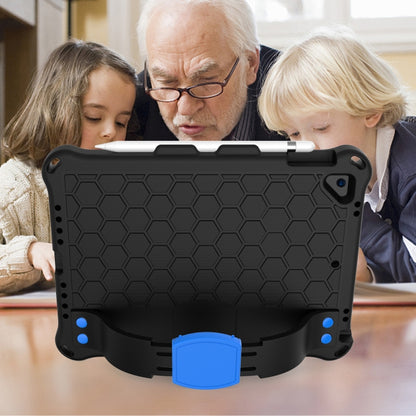 For iPad 9.7 2017/2018 Honeycomb Design EVA + PC Four Corner Anti Falling Flat Protective Shell With Straps(Black+Blue) - iPad 9.7 (2018) & (2017) Cases by buy2fix | Online Shopping UK | buy2fix