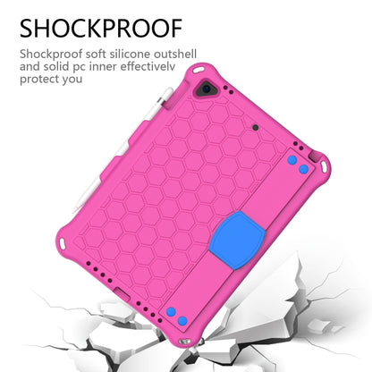 For iPad 9.7 2017/2018 Honeycomb Design EVA + PC Four Corner Anti Falling Flat Protective Shell With Straps(Rose Red+Blue) - iPad 9.7 (2018) & (2017) Cases by buy2fix | Online Shopping UK | buy2fix