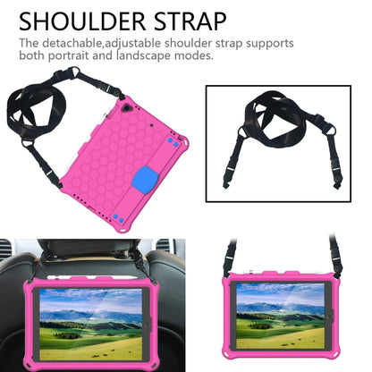 For iPad 9.7 2017/2018 Honeycomb Design EVA + PC Four Corner Anti Falling Flat Protective Shell With Straps(Rose Red+Blue) - iPad 9.7 (2018) & (2017) Cases by buy2fix | Online Shopping UK | buy2fix