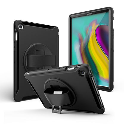 For iPad 10.5 / Air 10.5 360 Degree Rotation PC + Silicone Protective Case with Holder & Hand-strap(Black) - iPad 10.2 Cases by buy2fix | Online Shopping UK | buy2fix