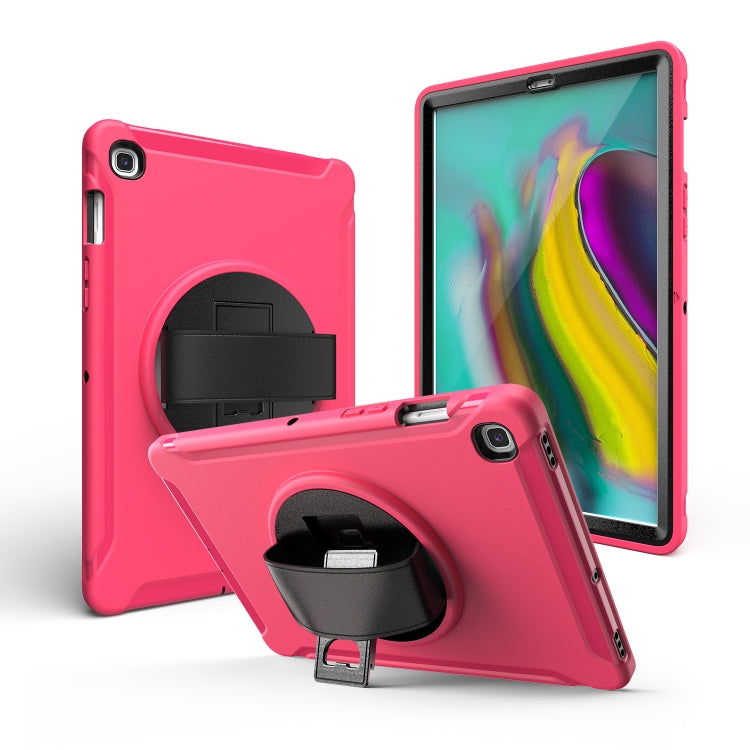 For Galaxy Tab S6 10.5 T860/T865/T867 2019 360 Degree Rotation PC + Silicone Protective Case with Holder & Hand-strap(Rose Red) - Tab S6 10.5 T860 / T865 by buy2fix | Online Shopping UK | buy2fix