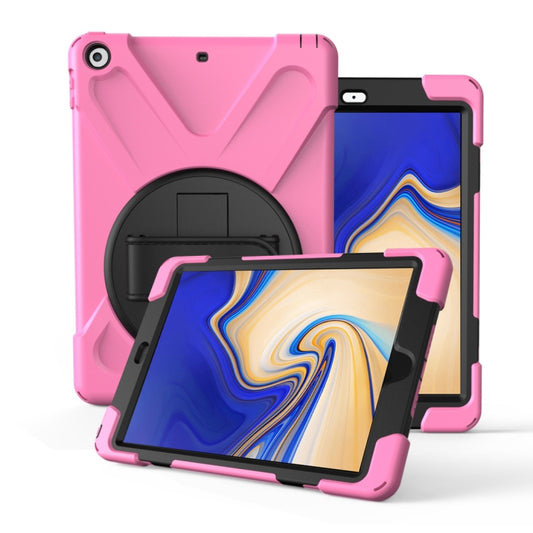 For Galaxy Tab S4 10.5 T830/T835 360 Degree Rotation PC + Silicone Protective Case with Holder & Hand-strap(Pink) - Other Galaxy Tab PC by buy2fix | Online Shopping UK | buy2fix