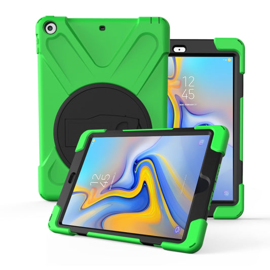 For Galaxy  Tab A 10.5 T590/T595 360 Degree Rotation PC + Silicone Protective Case with Holder & Hand-strap(Light Green) - Tab A 10.5 by buy2fix | Online Shopping UK | buy2fix