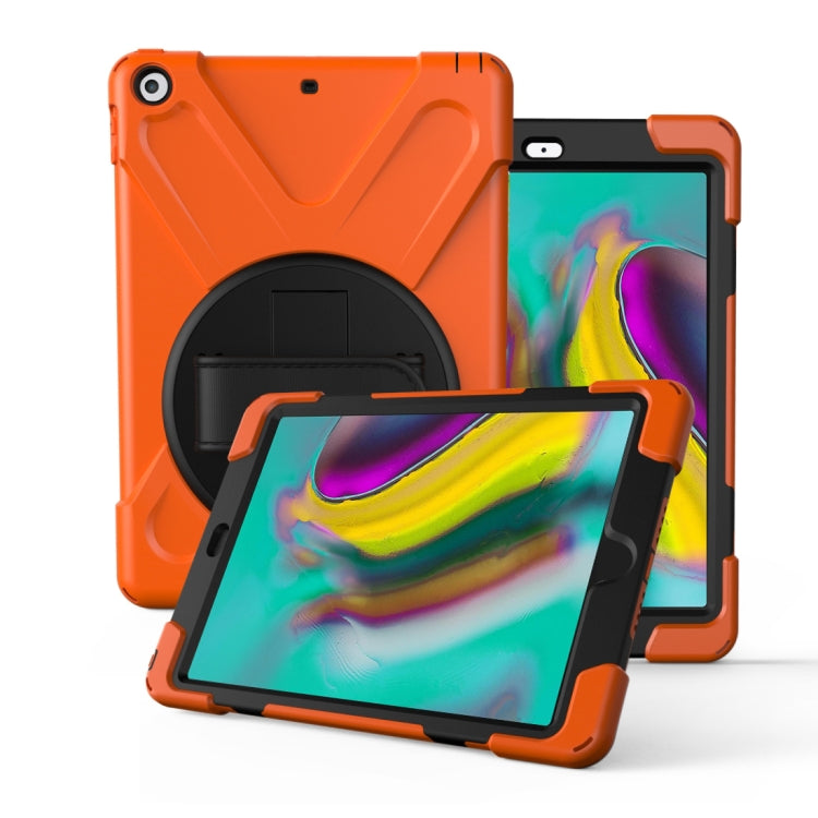 For Galaxy Tab S5E 10.5 (2019) T720   360 Degree Rotation PC + Silicone Protective Case with Holder & Hand-strap(Orange) - Tab S5E 10.5 T720 / T725 by buy2fix | Online Shopping UK | buy2fix