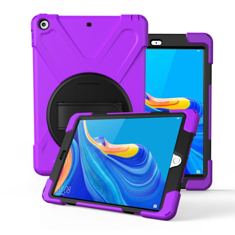 For Huawei MediaPad M6 10.8  360 Degree Rotation PC + Silicone Protective Case with Holder & Hand-strap(Purple) - Huawei by buy2fix | Online Shopping UK | buy2fix