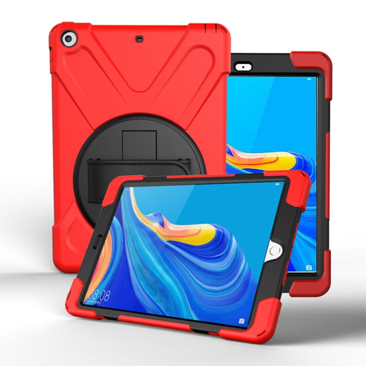 For Huawei MediaPad M6 10.8  360 Degree Rotation PC + Silicone Protective Case with Holder & Hand-strap(Red) - Huawei by buy2fix | Online Shopping UK | buy2fix