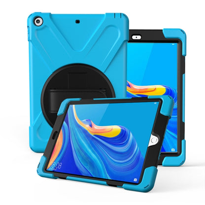 For Huawei MediaPad M6 10.8  360 Degree Rotation PC + Silicone Protective Case with Holder & Hand-strap(Light Blue) - Huawei by buy2fix | Online Shopping UK | buy2fix