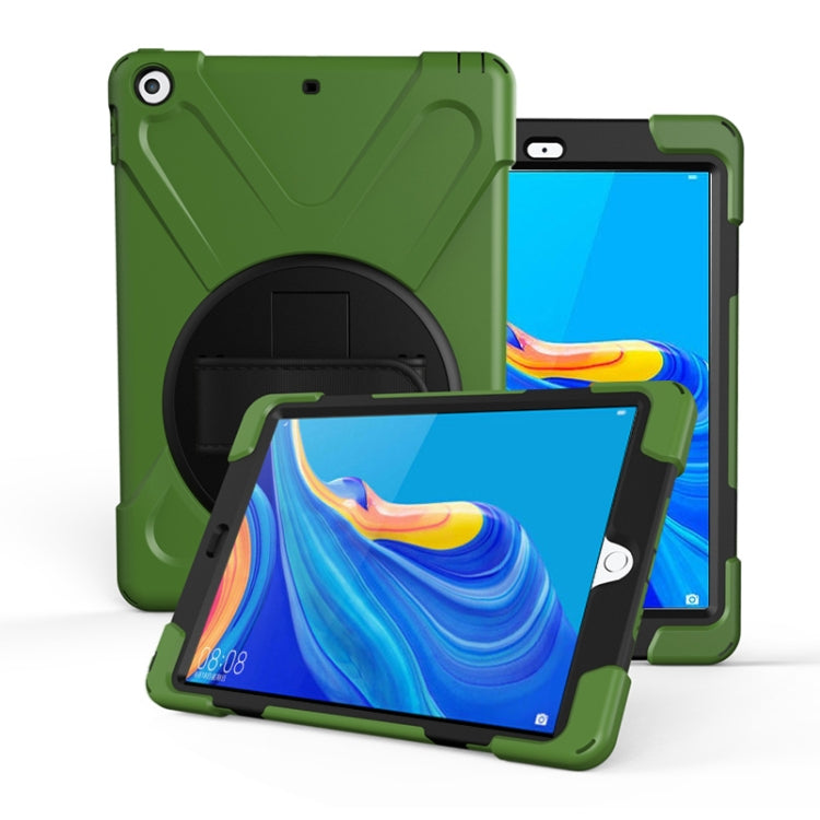 For Huawei MediaPad M6 10.8  360 Degree Rotation PC + Silicone Protective Case with Holder & Hand-strap(Army Green) - Huawei by buy2fix | Online Shopping UK | buy2fix