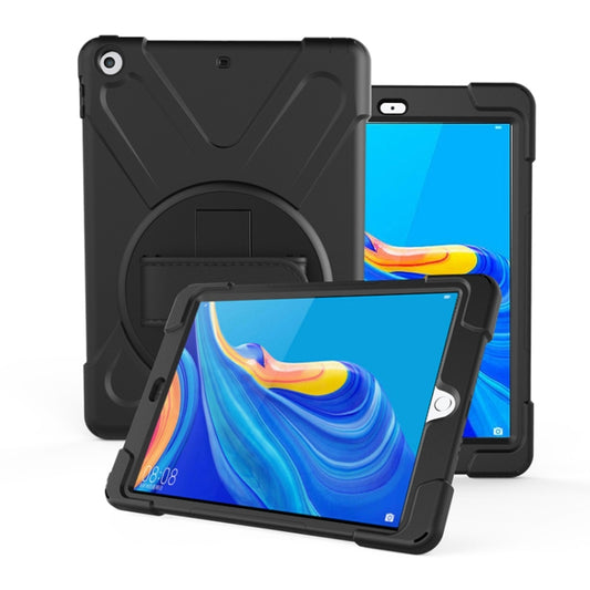 For Huawei MediaPad M6 10.8  360 Degree Rotation PC + Silicone Protective Case with Holder & Hand-strap(Black) - Huawei by buy2fix | Online Shopping UK | buy2fix