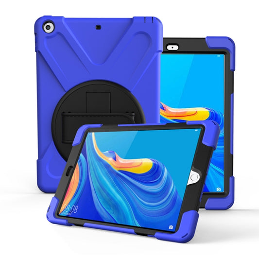 For Huawei MediaPad M6 10.8  360 Degree Rotation PC + Silicone Protective Case with Holder & Hand-strap(Dark Blue) - Huawei by buy2fix | Online Shopping UK | buy2fix