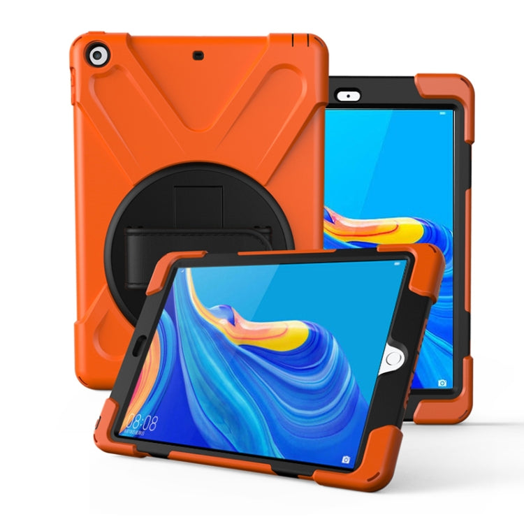 For Huawei MediaPad M6 10.8  360 Degree Rotation PC + Silicone Protective Case with Holder & Hand-strap(Orange) - Huawei by buy2fix | Online Shopping UK | buy2fix