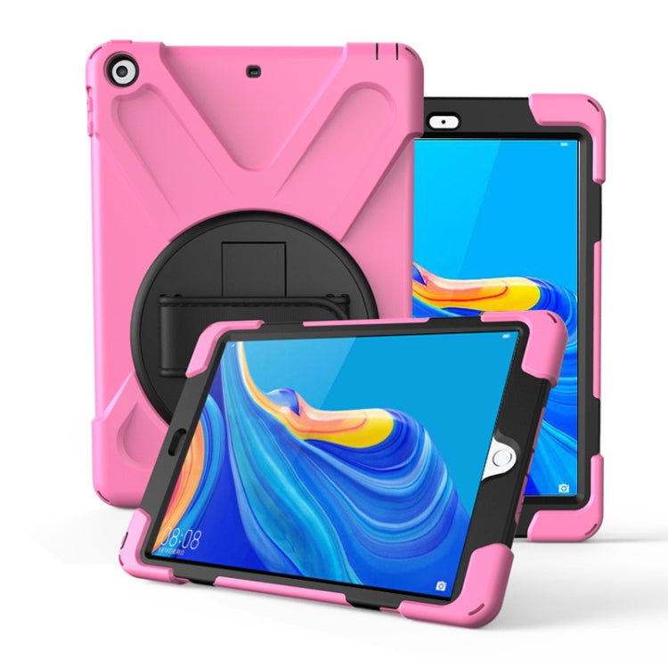 For Huawei MediaPad M6 10.8  360 Degree Rotation PC + Silicone Protective Case with Holder & Hand-strap(Pink) - Huawei by buy2fix | Online Shopping UK | buy2fix