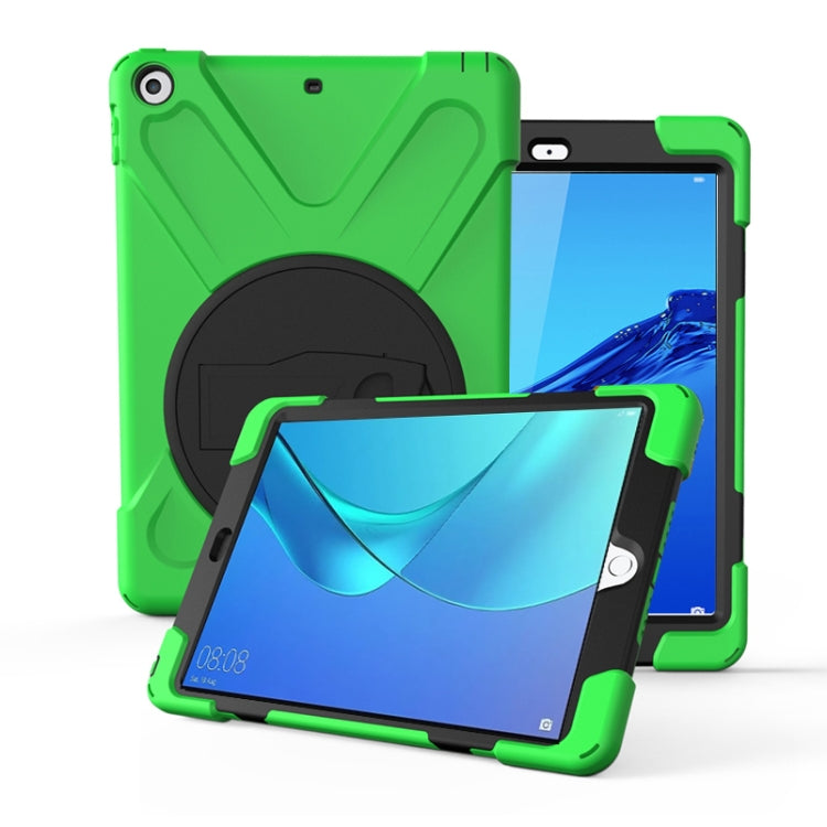 For Huawei MediaPad M5 10.8 360 Degree Rotation PC + Silicone Protective Case with Holder & Hand-strap(Light Green) - Huawei by buy2fix | Online Shopping UK | buy2fix