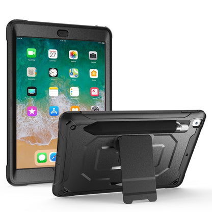 For iPad 9.7 (2018) & (2017)  360 Degree Rotation PC + Silicone Protective Case with Holder & Hand-strap(Black) - iPad 9.7 (2018) & (2017) Cases by buy2fix | Online Shopping UK | buy2fix