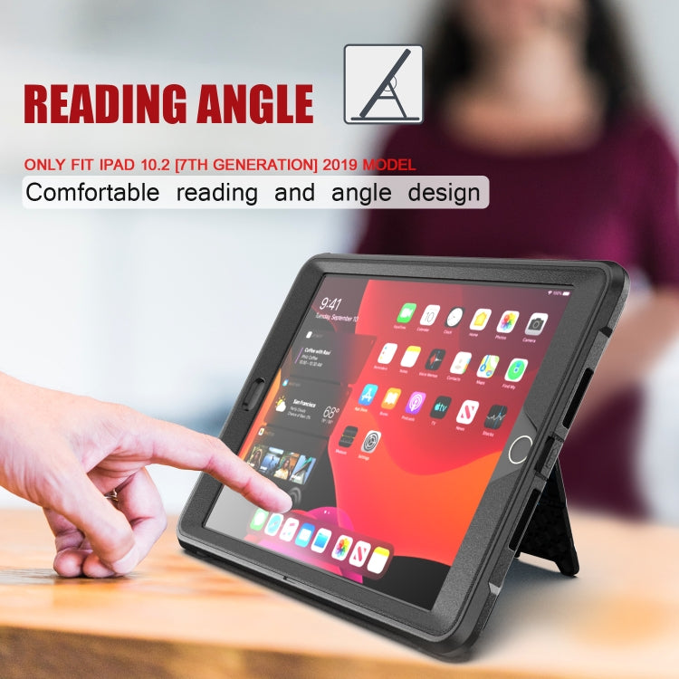 For iPad 10.2 2019 360 Degree Rotation PC + Silicone Protective Case with Holder & Hand-strap(White) - iPad 10.2 Cases by buy2fix | Online Shopping UK | buy2fix