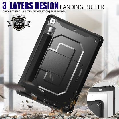 For iPad 10.2 2019 360 Degree Rotation PC + Silicone Protective Case with Holder & Hand-strap(Light Blue) - iPad 10.2 Cases by buy2fix | Online Shopping UK | buy2fix