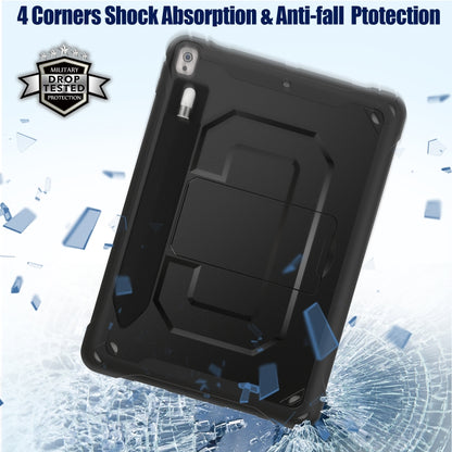 For iPad Pro 10.5 / Air 10.5 360 Degree Rotation PC + Silicone Protective Case with Holder & Hand-strap(Black) - iPad Pro 10.5 inch Cases by buy2fix | Online Shopping UK | buy2fix