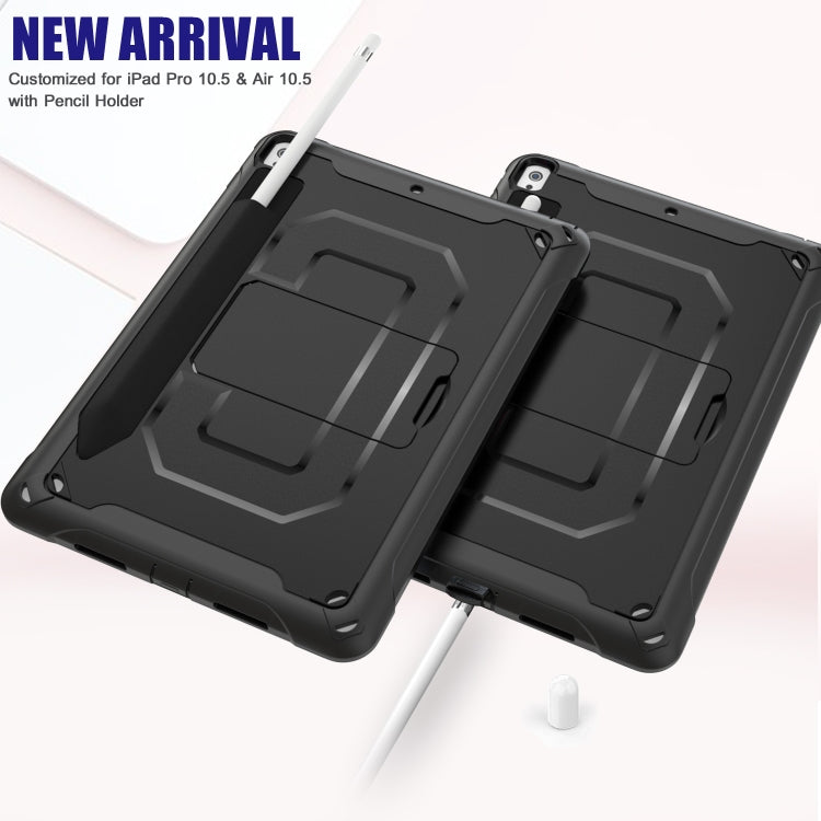 For iPad Pro 10.5 / Air 10.5 360 Degree Rotation PC + Silicone Protective Case with Holder & Hand-strap(Black) - iPad Pro 10.5 inch Cases by buy2fix | Online Shopping UK | buy2fix