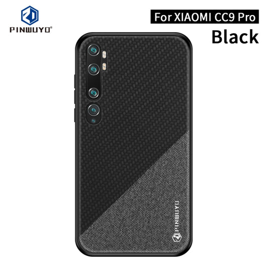 For Xiaomi CC9 Pro / Note10 PINWUYO Rong Series  Shockproof PC + TPU+ Chemical Fiber Cloth Protective Cover(Black) - Xiaomi Cases by PINWUYO | Online Shopping UK | buy2fix