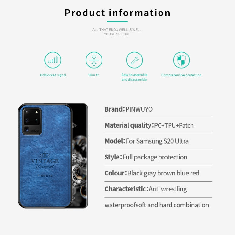 For Galaxy S20 Ultra PINWUYO Zun Series PC + TPU + Skin Waterproof And Anti-fall All-inclusive Protective Shell(Blue) - Galaxy Phone Cases by PINWUYO | Online Shopping UK | buy2fix