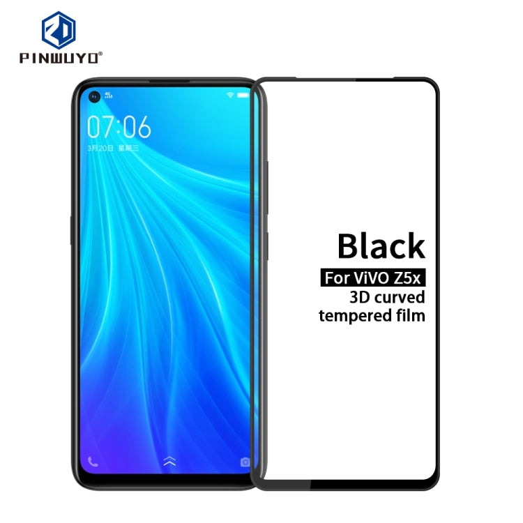 For Vivo Z5x PINWUYO 9H 3D Curved Full Screen Explosion-proof Tempered Glass Film(Black) - vivo Tempered Glass by PINWUYO | Online Shopping UK | buy2fix