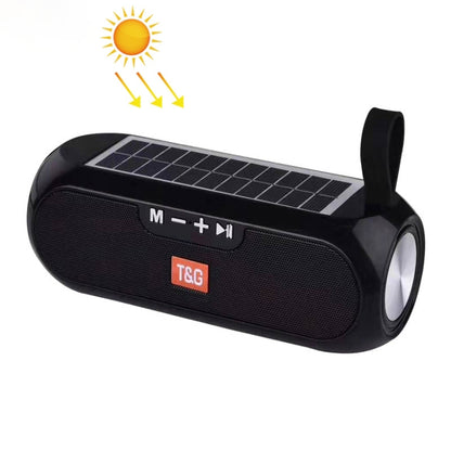 T&G TG182 Portable Column Wireless Stereo Music Box Solar Power waterproof USB AUX FM radio super bass(Black) - Desktop Speaker by T&G | Online Shopping UK | buy2fix