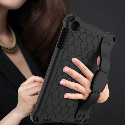 For iPad mini 5 / 4 / 3 / 2 /1 Honeycomb Design EVA + PC Four Corner Anti Falling Flat Protective Shell With Straps(Black+Black) - iPad Mini 4 & 3 & 2 & 1 Cases by buy2fix | Online Shopping UK | buy2fix
