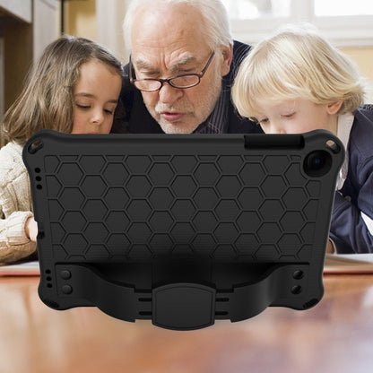 For iPad mini 5 / 4 / 3 / 2 /1 Honeycomb Design EVA + PC Four Corner Anti Falling Flat Protective Shell With Straps(Black+Black) - iPad Mini 4 & 3 & 2 & 1 Cases by buy2fix | Online Shopping UK | buy2fix