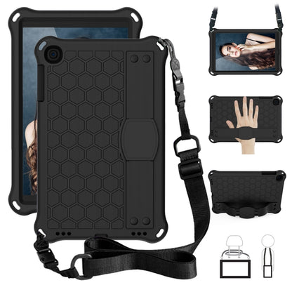 For iPad mini 5 / 4 / 3 / 2 /1 Honeycomb Design EVA + PC Four Corner Anti Falling Flat Protective Shell With Straps(Black+Black) - iPad Mini 4 & 3 & 2 & 1 Cases by buy2fix | Online Shopping UK | buy2fix