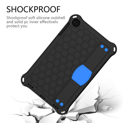 For iPad mini 5 / 4 / 3 / 2 /1 Honeycomb Design EVA + PC Four Corner Anti Falling Flat Protective Shell With Straps(Black+Blue) - iPad Mini 4 & 3 & 2 & 1 Cases by buy2fix | Online Shopping UK | buy2fix
