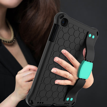 For iPad mini 5 / 4 / 3 / 2 /1 Honeycomb Design EVA + PC Four Corner Anti Falling Flat Protective Shell With Straps(Black+Aqua) - iPad Mini 4 & 3 & 2 & 1 Cases by buy2fix | Online Shopping UK | buy2fix