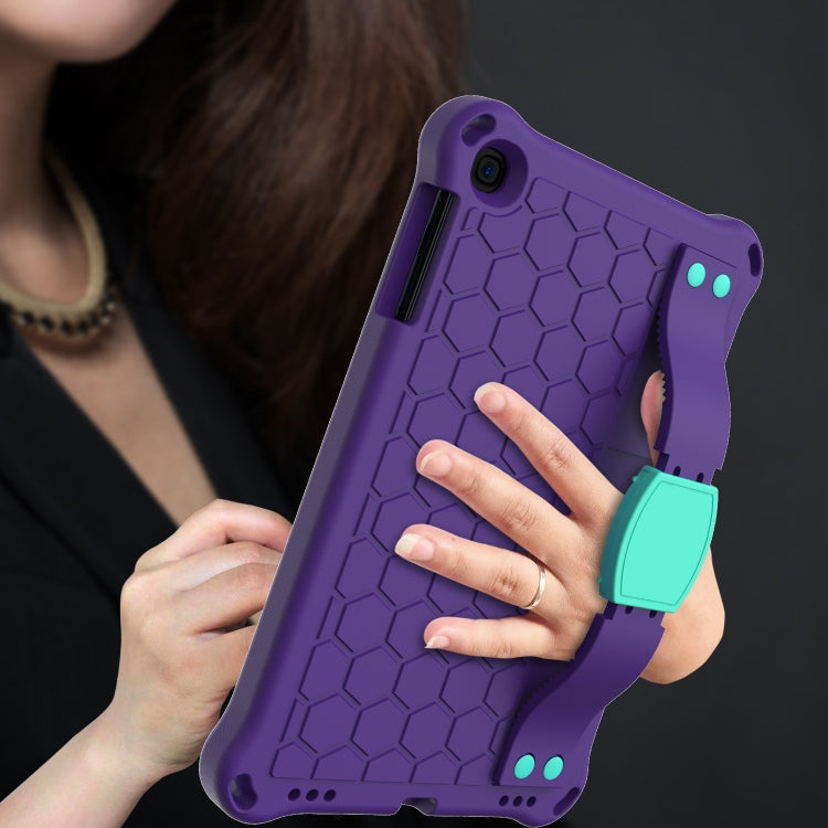 For iPad mini 5 / 4 / 3 / 2 /1 Honeycomb Design EVA + PC Four Corner Anti Falling Flat Protective Shell With Straps(Purple+Aqua) - iPad Mini 4 & 3 & 2 & 1 Cases by buy2fix | Online Shopping UK | buy2fix
